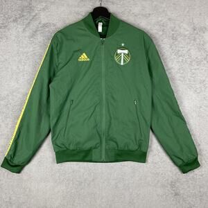 Portland Timbers Jacket Mens Small Green MLS Soccer Adidas Zip Bomber Track